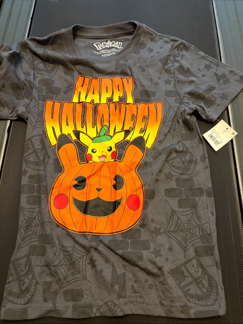 Kids' Gray 'Happy Halloween' Pikachu Pumpkin T-Shirt
